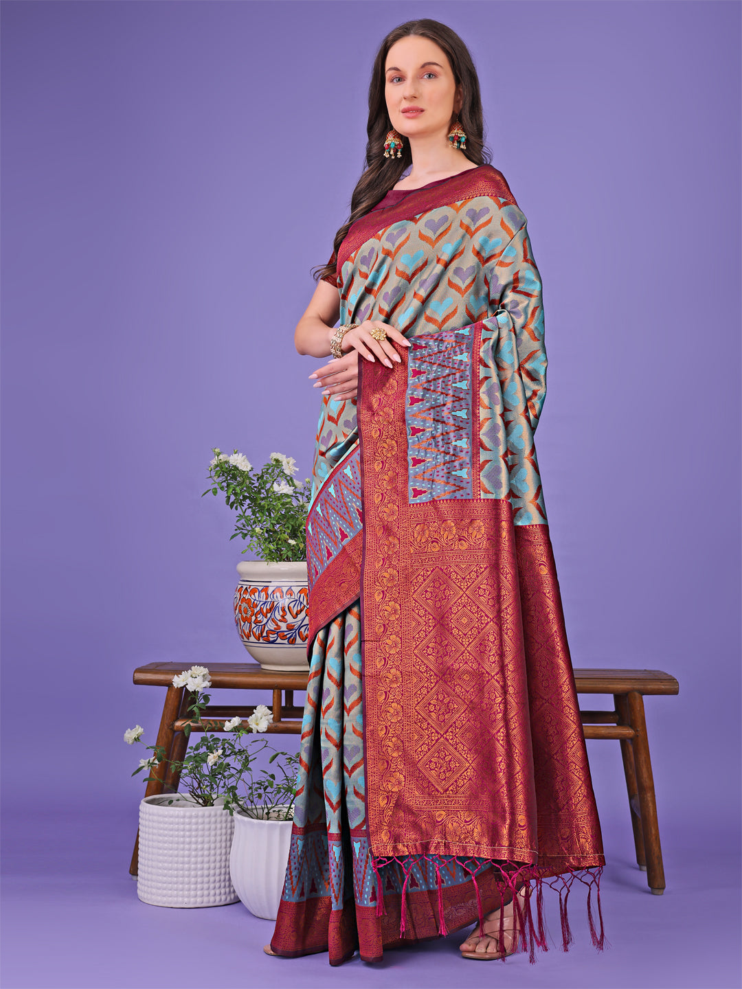 Astita Radiant Lichi Silk Saree - A Touch of Royalty in Every Thread - Distacart
