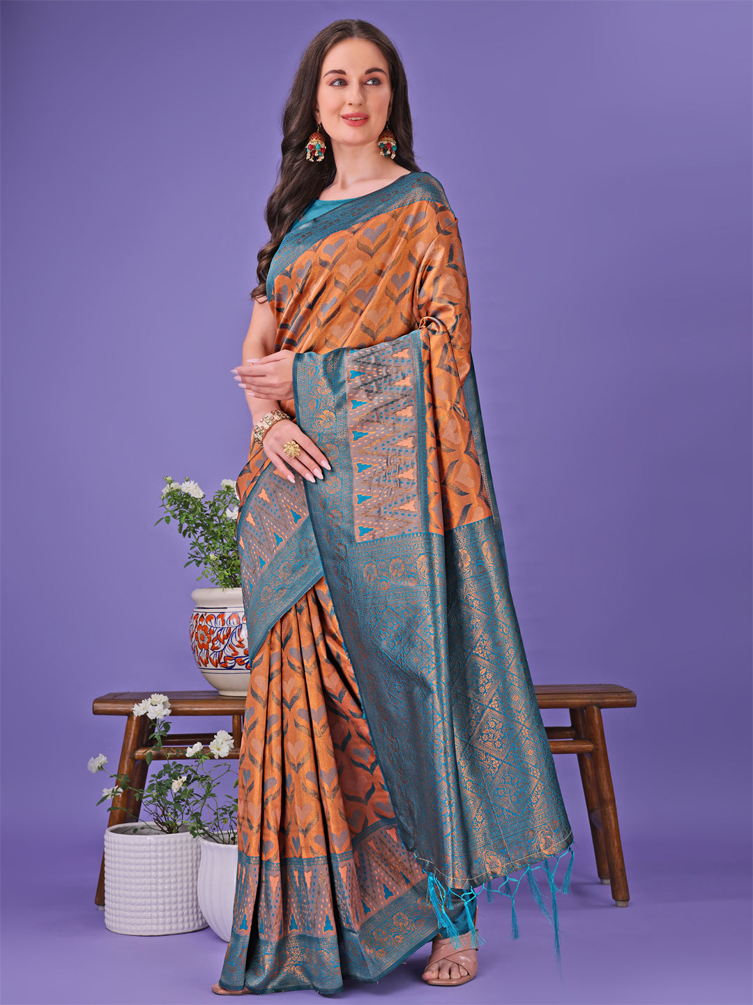 Astita Radiant Lichi Silk Saree - A Touch of Royalty in Every Thread - Distacart
