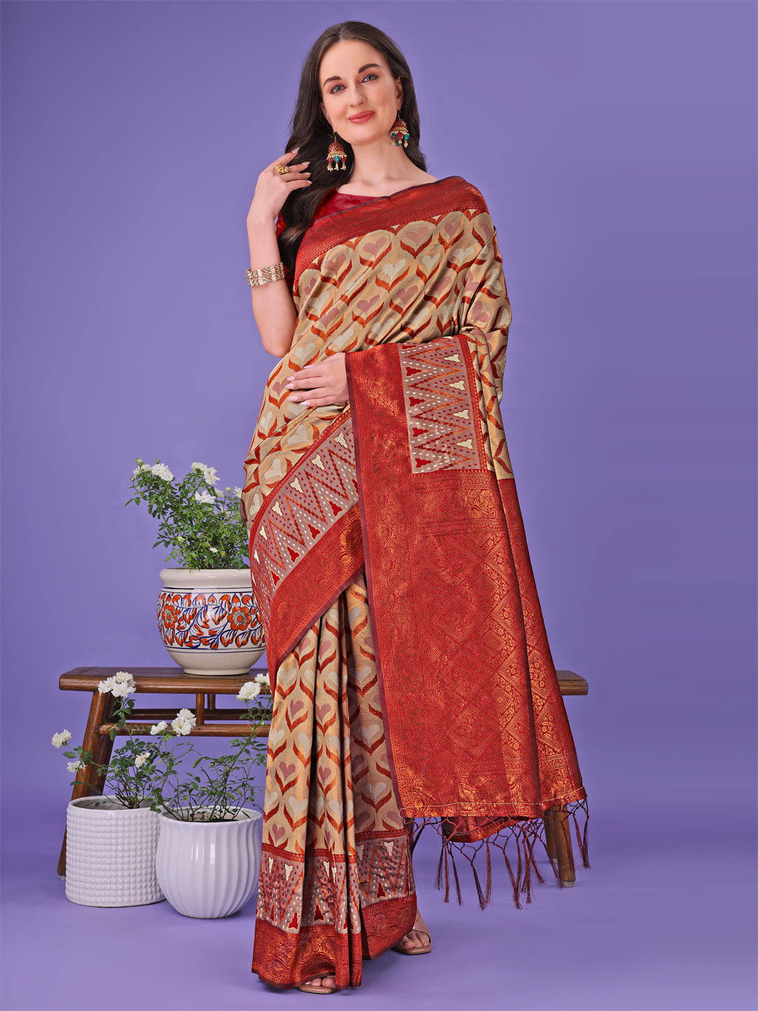 Astita Radiant Lichi Silk Saree - A Touch of Royalty in Every Thread - Distacart