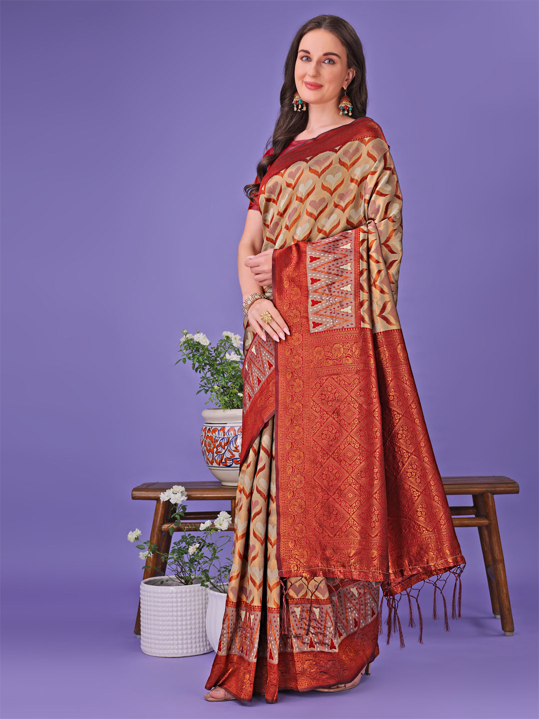 Astita Radiant Lichi Silk Saree - A Touch of Royalty in Every Thread - Distacart