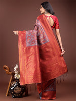 Thumbnail for Astita Majestic Red & Grey Silk Saree with Rich Woven Pallu - A Regal Touch for Special Moments