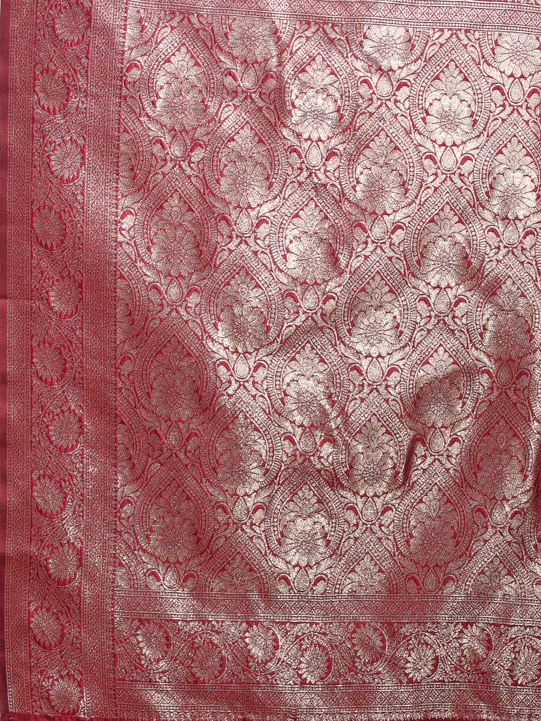 Astita Maroon Banarasi Silk Saree with Zari Weaving - A Timeless Tale of Elegance - Distacart