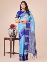 Thumbnail for Astita Graceful Light & Dark Sky Blue Silk Saree with Rich Woven Border & Paisley Pallu - Perfect for Festive & Wedding Wear - Distacart