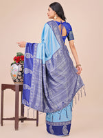 Thumbnail for Astita Graceful Light & Dark Sky Blue Silk Saree with Rich Woven Border & Paisley Pallu - Perfect for Festive & Wedding Wear - Distacart