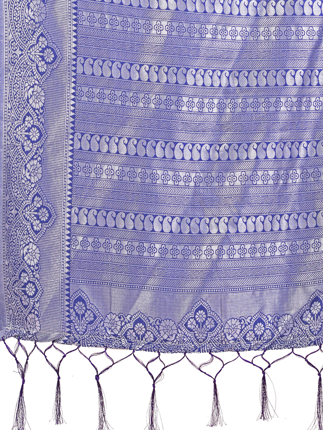 Astita Graceful Light & Dark Sky Blue Silk Saree with Rich Woven Border & Paisley Pallu - Perfect for Festive & Wedding Wear - Distacart