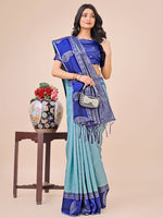 Thumbnail for Astita Graceful Light & Dark Teal Silk Saree with Rich Woven Border & Paisley Pallu - Perfect for Festive & Wedding Wear - Distacart