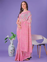 Thumbnail for Astita Light Pink Lichi Silk Saree with Floral Weaving & Tassel Pallu - Elegant Festive & Party Wear Saree - Distacart