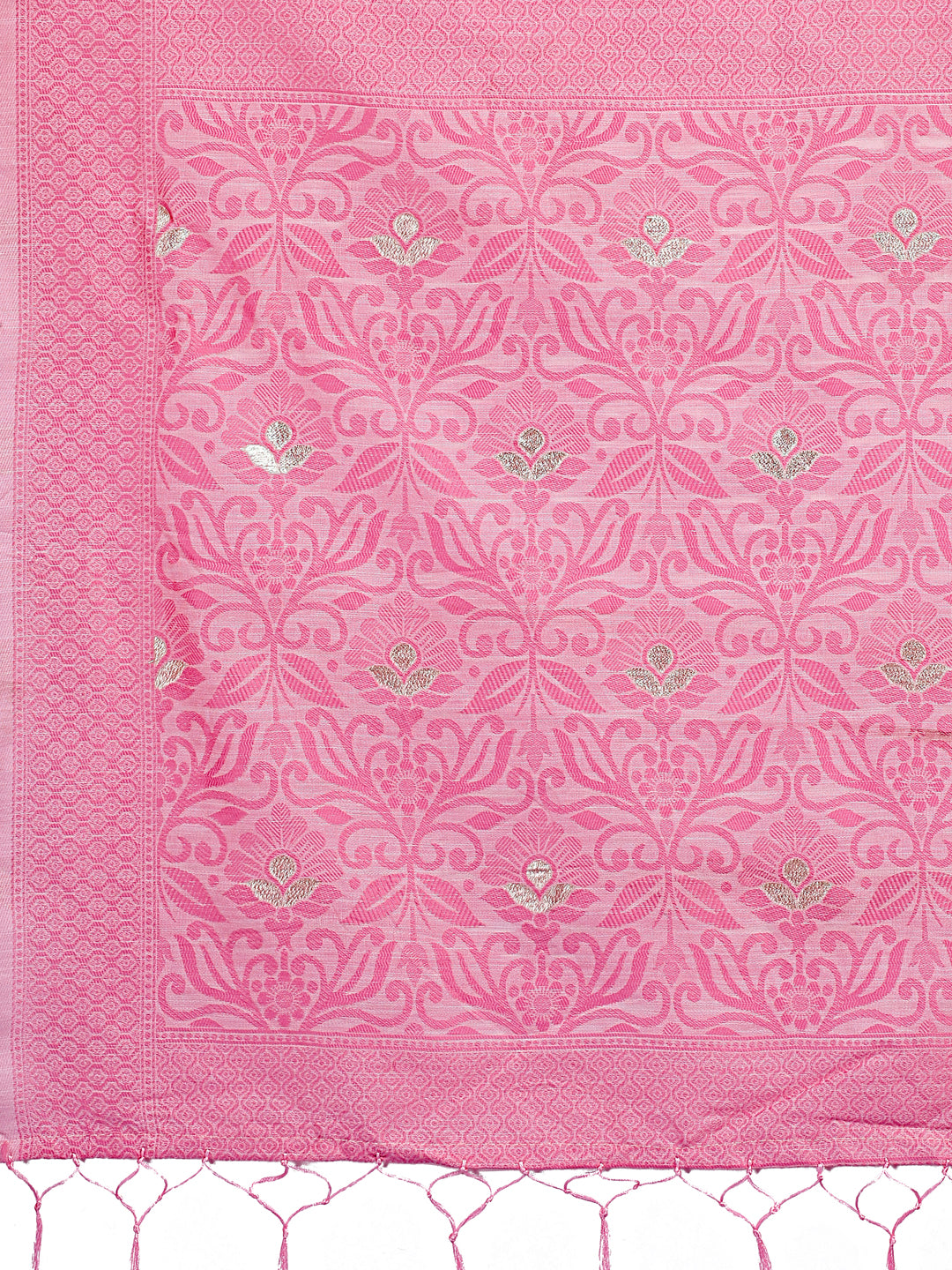 Astita Light Pink Lichi Silk Saree with Floral Weaving & Tassel Pallu - Elegant Festive & Party Wear Saree - Distacart