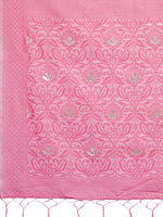 Thumbnail for Astita Light Pink Lichi Silk Saree with Floral Weaving & Tassel Pallu - Elegant Festive & Party Wear Saree - Distacart