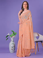 Thumbnail for Astita Peach Lichi Silk Saree with Floral Weaving & Tassel Pallu - Elegant Festive & Party Wear Saree - Distacart