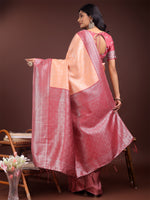 Thumbnail for Astita Graceful Orange & Maroon Banarasi Silk Saree with Rich Zari Woven Border - Traditional Elegance for Celebrations - Distacart
