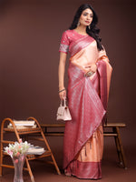 Thumbnail for Astita Graceful Orange & Maroon Banarasi Silk Saree with Rich Zari Woven Border - Traditional Elegance for Celebrations - Distacart