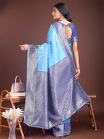 Thumbnail for Astita Graceful Sky Blue & Blue Banarasi Silk Saree with Rich Zari Woven Border - Traditional Elegance for Celebrations - Distacart