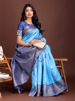 Thumbnail for Astita Graceful Sky Blue & Blue Banarasi Silk Saree with Rich Zari Woven Border - Traditional Elegance for Celebrations - Distacart