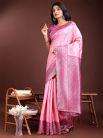 Thumbnail for Astita Graceful Light Pink & Pink Banarasi Silk Saree with Rich Zari Woven Border - Traditional Elegance for Celebrations - Distacart