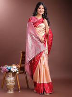 Thumbnail for Astita Orange Lichi Silk Woven Zari Work Traditional Tassel Saree - Distacart