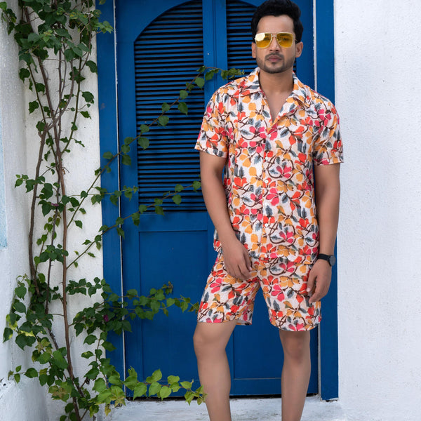 Noroke Sustainable fabric | Linen Linen Floral Print Co-ord Set Men - Distacart