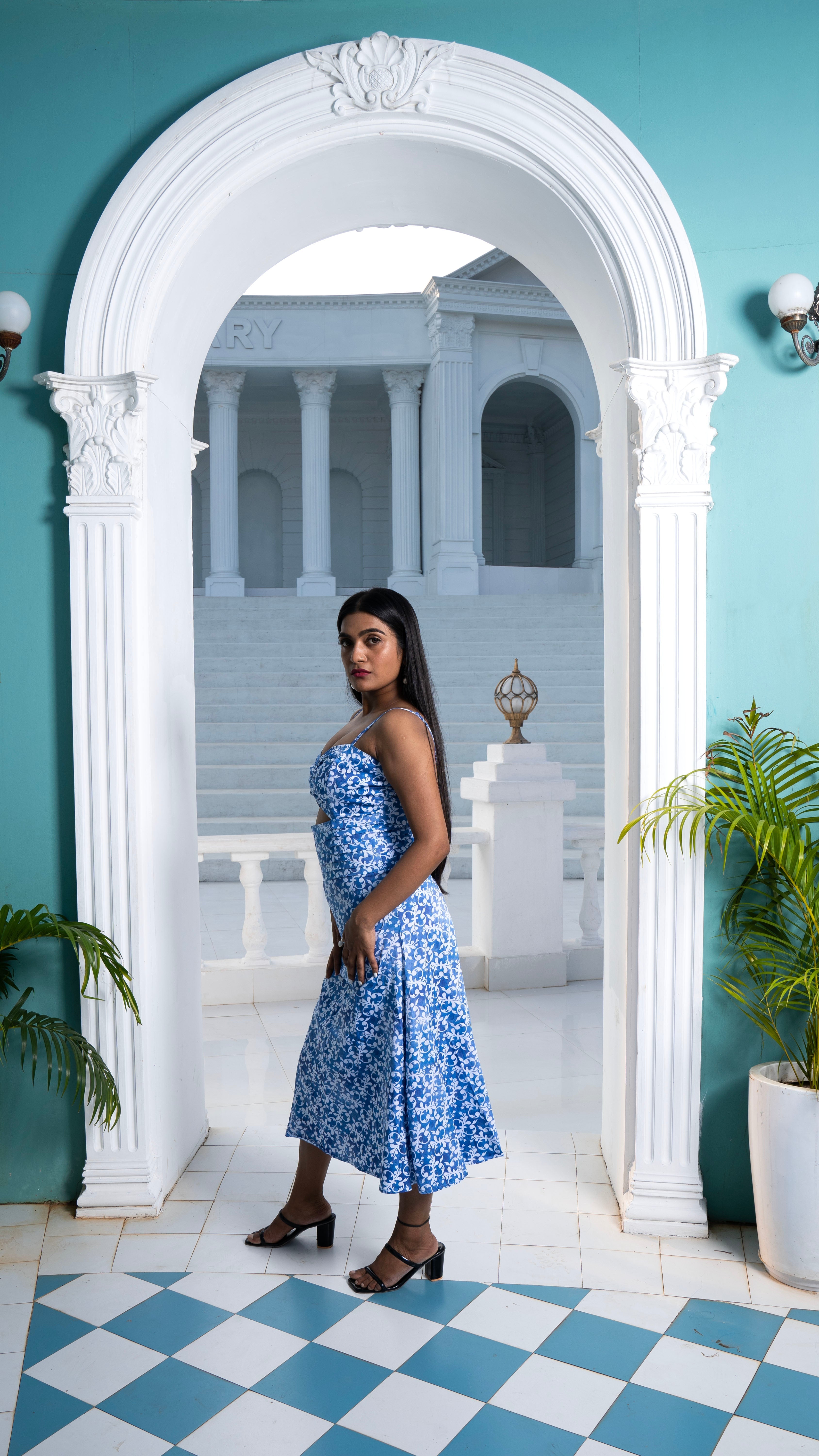 Noroke Modal Satin Cut-out Fitted Midi Dress - Distacart