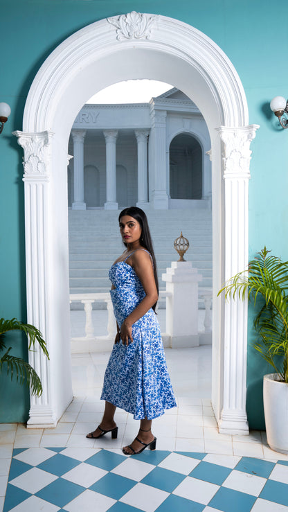 Noroke Modal Satin Cut-out Fitted Midi Dress - Distacart