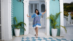 Thumbnail for Noroke Sustainable fabric | Cupro Muslin Blue Pottery Tassel Dress - Distacart