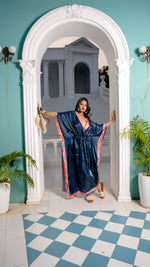 Thumbnail for Noroke Modal Steel Blue Printed Long Kaftan - Distacart