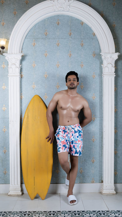Noroke Sustainable fabric | Poly elastane Geometric Patterned Men Board Shorts - Distacart