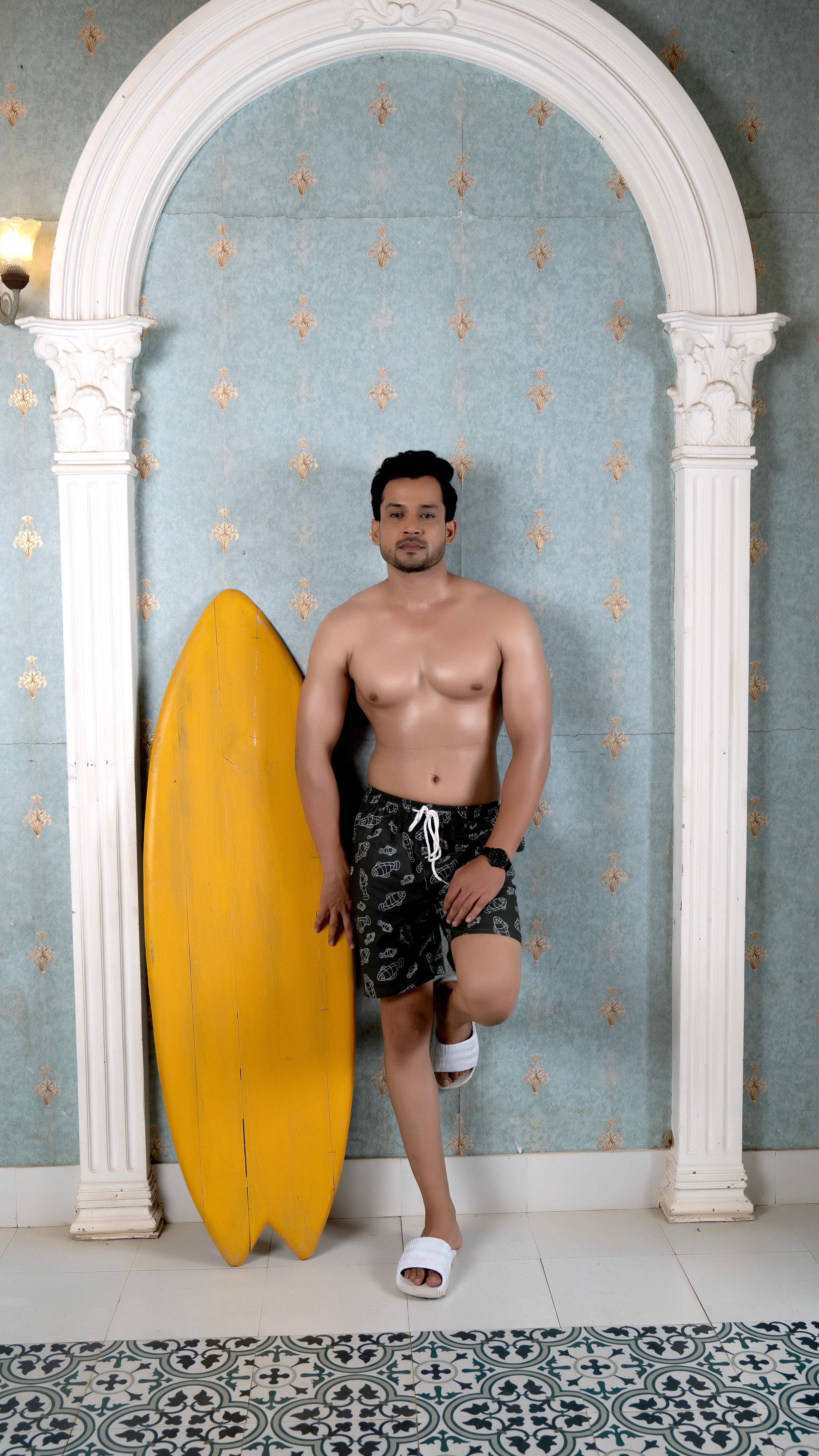 Noroke Sustainable fabric | Poly elastane Fish Patterned Men Board Shorts - Distacart