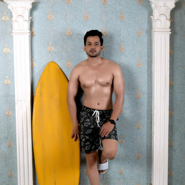 Noroke Sustainable fabric | Poly elastane Fish Patterned Men Board Shorts - Distacart