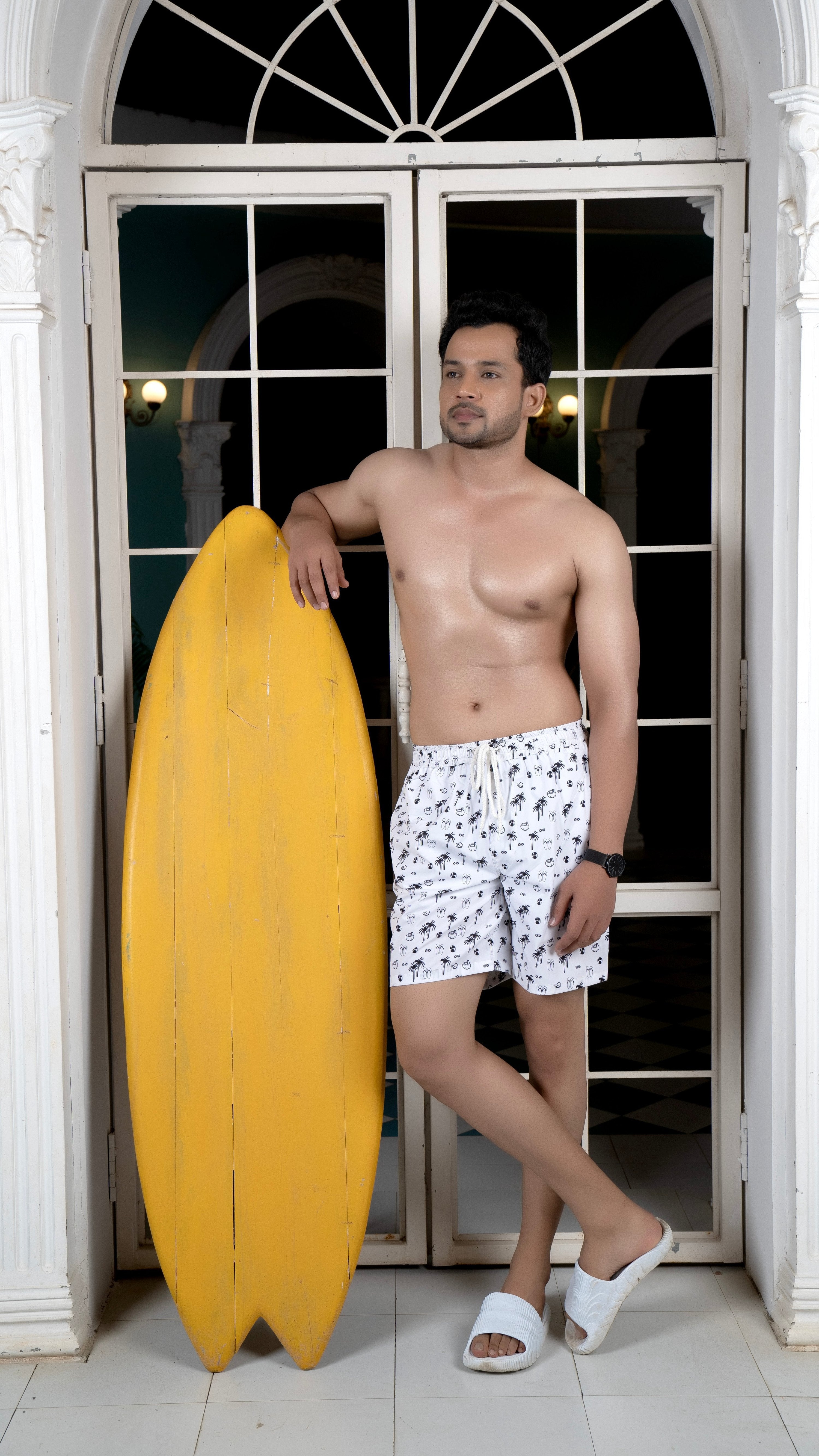 Noroke Sustainable fabric | Poly elastane Coconut Patterned Men Board Shorts - Distacart