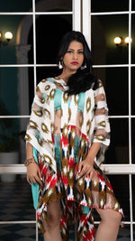 Thumbnail for Noroke Silk Ikat Silk Beachwear Cover Up - Ikat Print - Distacart
