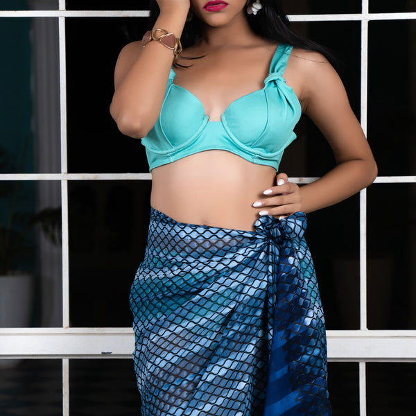 Noroke Silk Metallic Sheen Silk Sarong - Blue - Distacart