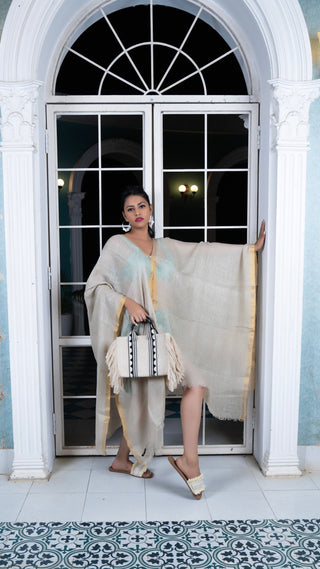 Noroke Linen Grey Gold Beachwear Cover Up - Distacart