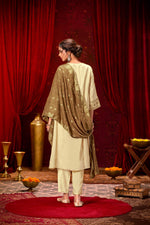 Thumbnail for BulBul Ashima Beige Cotton Kurta Set With Dupatta
