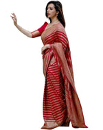 Thumbnail for Vamika Weaving Banarasi Jacquard Red Kanjivaram Saree - Distacart