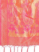 Thumbnail for Astita Majestic Pink Silk Saree with Gold Zari & Floral Design - Perfect for Festive & Traditional Occasions - Distacart