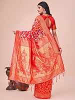 Thumbnail for Astita Majestic Red Silk Saree with Gold Zari & Floral Design - Perfect for Festive & Traditional Occasions - Distacart