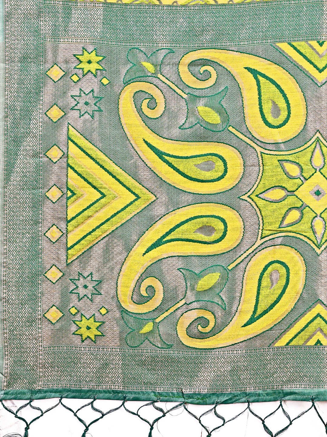 Astita Grace in Every Thread: Yellow Patola Linen Cotton Saree Woven with Cultural Elegance - Distacart
