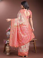 Thumbnail for Astita Graceful Beige & Coral Linen Cotton Saree - Lightweight Elegance for Modern Women - Distacart