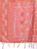 Thumbnail for Astita Graceful Beige & Coral Linen Cotton Saree - Lightweight Elegance for Modern Women - Distacart