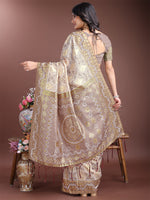 Thumbnail for Astita Graceful Beige & Brown Linen Cotton Saree - Lightweight Elegance for Modern Women