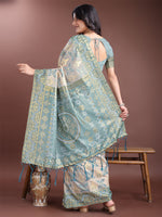 Thumbnail for Astita Graceful Beige & Sea Green Linen Cotton Saree - Lightweight Elegance for Modern Women - Distacart