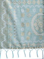 Thumbnail for Astita Graceful Beige & Sea Green Linen Cotton Saree - Lightweight Elegance for Modern Women - Distacart