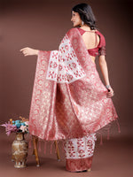 Thumbnail for Astita Maroon Linen Cotton Woven Zari Work Traditional Tassel Saree - Distacart