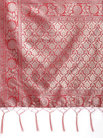 Thumbnail for Astita Maroon Linen Cotton Woven Zari Work Traditional Tassel Saree - Distacart