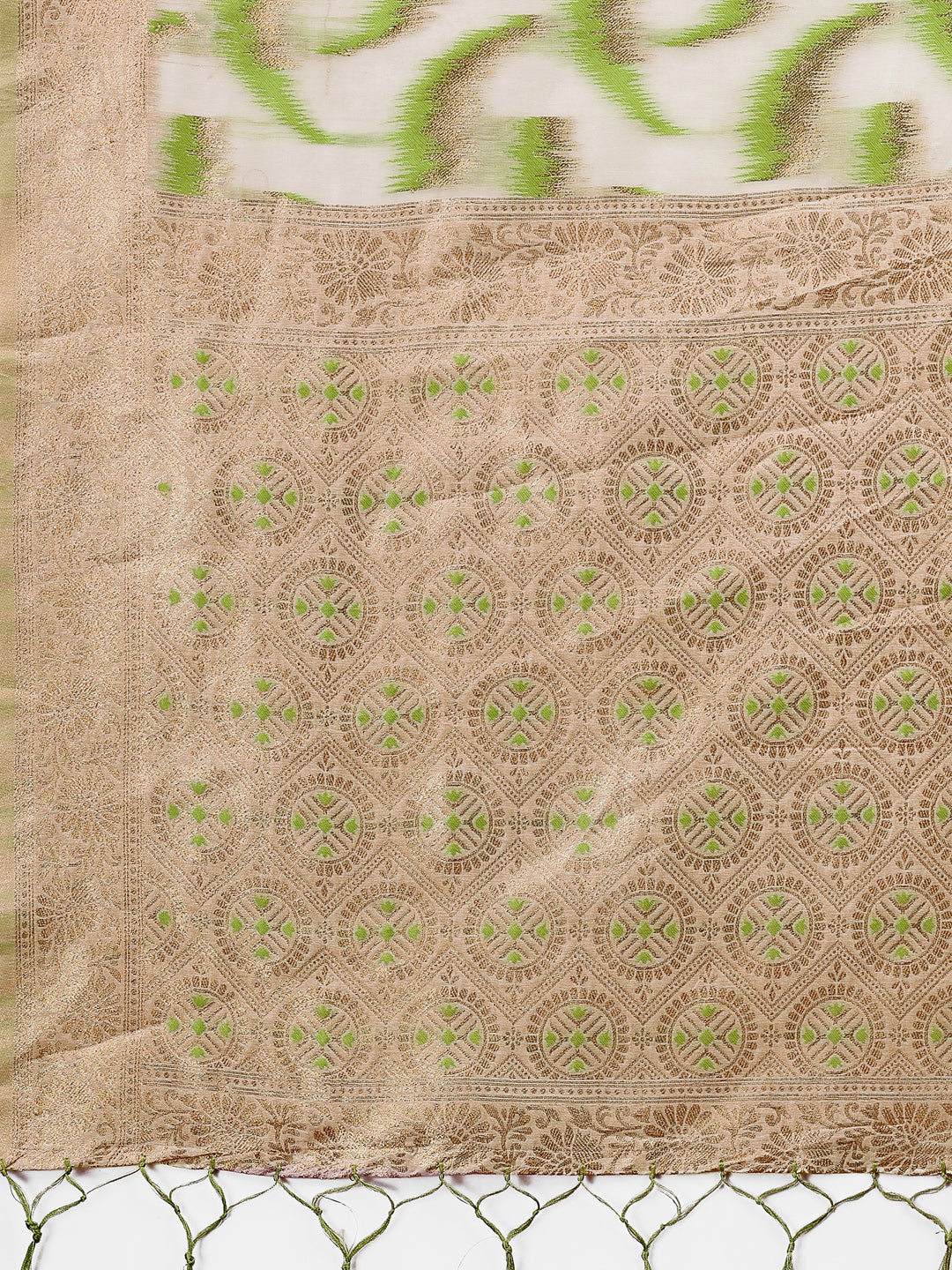 Astita Elegant Beige & Coral Linen Saree with Zari Border and Abstract Pattern - Premium Festive & Office Wear - Distacart