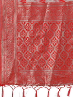 Thumbnail for Astita Stunning Beige & Red Linen Saree with Floral Print and Rich Zari Pallu - Festive & Traditional Wear - Distacart