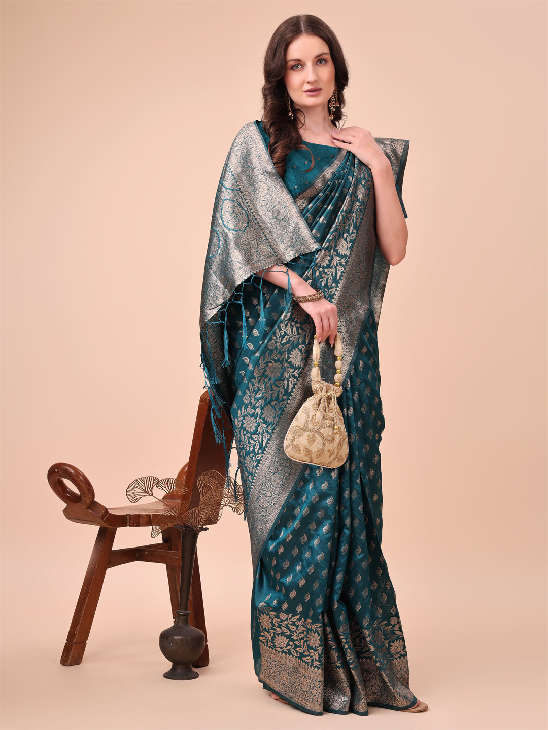 Astita Green Banarasi Silk Saree with Silver Zari Woven Pallu & Border - Wedding & Festive Wear Elegance