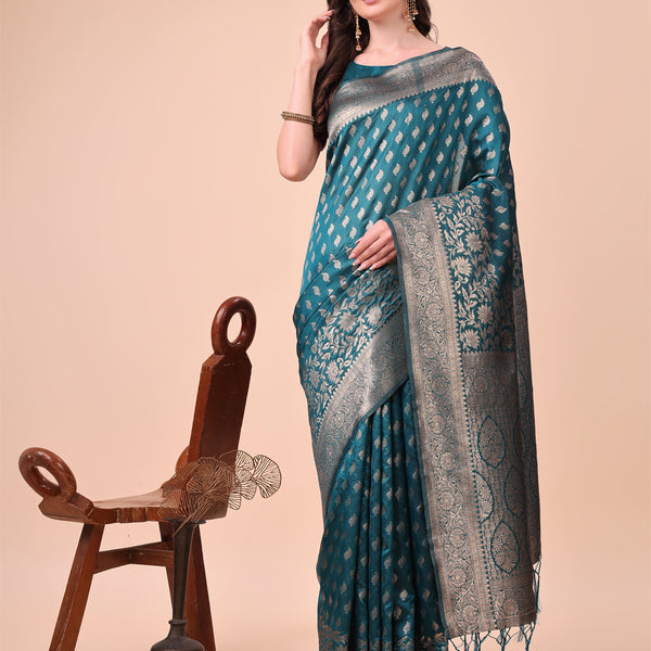 Astita Magenta Banarasi Silk Saree with Silver Zari Woven Pallu & Border - Wedding & Festive Wear Elegance