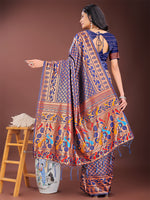 Thumbnail for Astita Vibrant Copper & Navy Blue Banarasi Silk Saree with Colorful Pallu - Perfect Blend of Tradition and Festive Elegance - Distacart