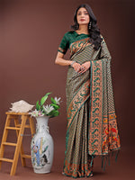 Thumbnail for Astita Fiery Green Banarasi Silk Saree with Gold Zari and Colorful Pallu - Perfect for Bridal,Wedding & Festive Glamour - Distacart